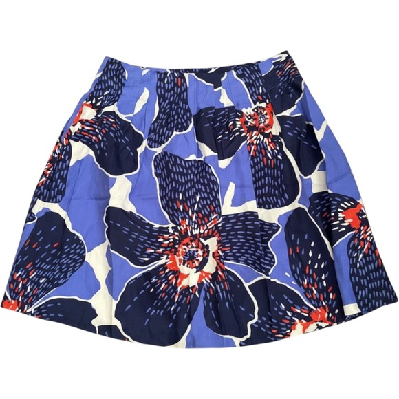 Victor Alfaro Dresses & Skirts - Victor Alfaro Skirt Womens 12 Blue Excellent Silk Floral Pleated Mini A-Line